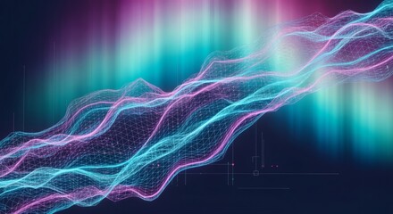 Pastel rainbow tones are applied to glowing liquid folds in a seamless daylight layout. Dreamy surreal concept