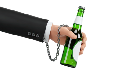 Hand Chained to Beer Bottle