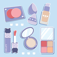 Adorable Kawaii Beauty Products Illustration © tiara