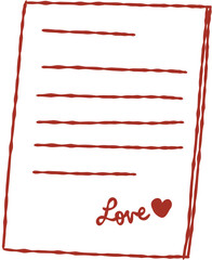 Love Letter Hand Drawn Line Art Vector Illustration