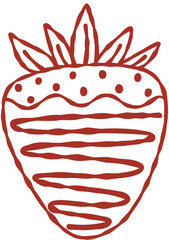 Chocolate Covered Strawberry Hand Drawn Line Art Vector Illustration