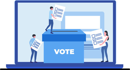 Election and voting rights concept, online voting, vote ballot box, paper vote into the box. Democracy, Freedom of speech, justice voting
