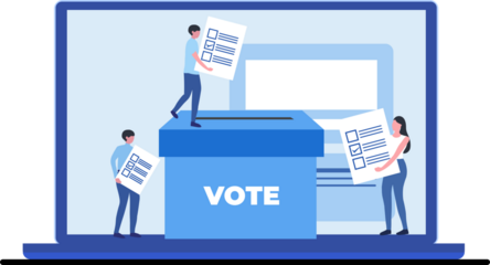 Election and voting rights concept, online voting, vote ballot box, paper vote into the box. Democracy, Freedom of speech, justice voting