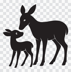 Deer Silhouettes | Doe and Fawn Wildlife Icons, Forest Animal Graphics & Elegant Nature Family