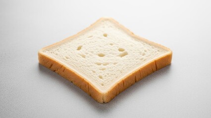 Slice of White Bread on White Background.