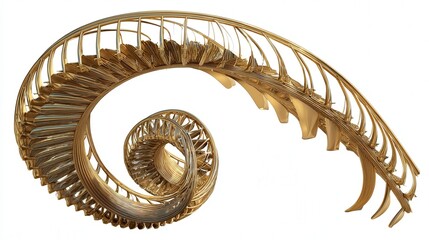 abstract spiral staircase sculpture isolated on white background