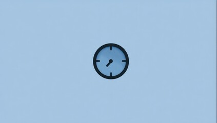 Simple clock icon on light blue background