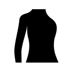 Black silhouette of a female upper body with one long sleeve