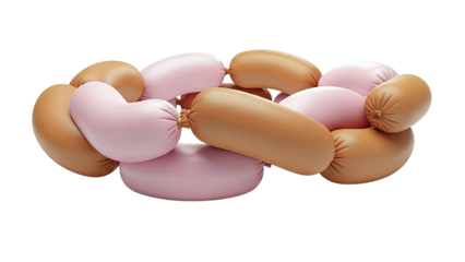Abstract Sculpture of Linked Sausages in Pink and Brown