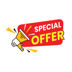 Special Offer Promotion Badges and Labels with Megaphone Icons