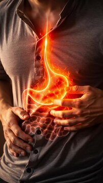 Gerd pain stomach anatomy health human torso medical burn acid reflux discomfort chest cramp heartburn agony stress digestive health problem burning chest pain highlighting acid reflux discomfort