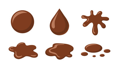 Chocolate Splash and Drop Vector Icon Set