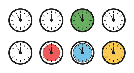 Clock and Time Symbol Vector Icon Set