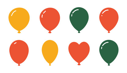 Balloon and Heart Shape Vector Icon Set