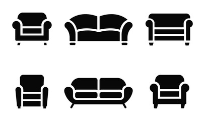 Sofa and Couch Silhouette Vector Icon Set