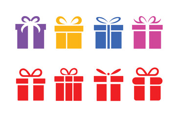 Colorful Gift Box Vector Icon Set