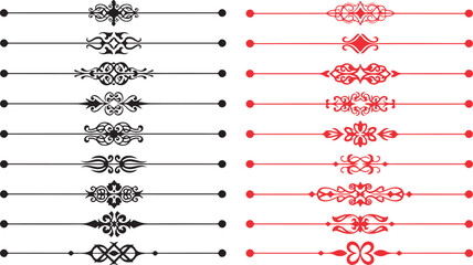 A collection of elegant horizontal scroll dividers and decorative line elements for page embellishment