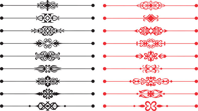 A collection of elegant horizontal scroll dividers and decorative line elements for page embellishment