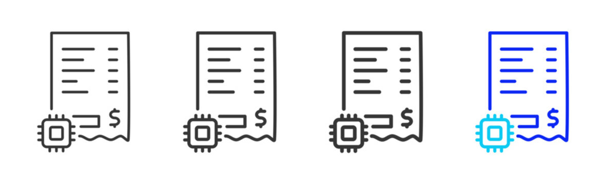 secure invoice icon set collection creative outline style for electronic data interchange with multiple thickness variations suitable for business system workflow integration