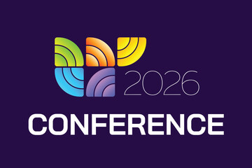 Abstract Digital Networking Logo, Colorful Broadcast Waves for Future Technology Conference