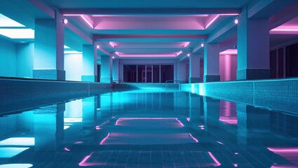 Dreamcore Indoor Swimming Pool with Nostalgic Atmosphere