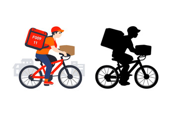 Fototapeta premium Food Delivery Person Riding a Bicycle