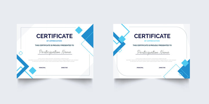 Flat design certificate of appreciation template, Clean modern certificate with geometric, Certificate template - Powered by Adobe