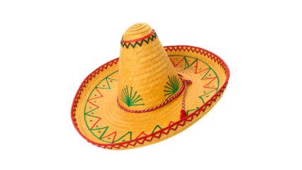 Colorful sombrero hat isolated on transparent background cut out
