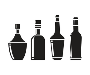 beverage bottle icons set vector