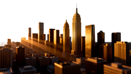 Golden Hour City Skyline with Skyscrapers