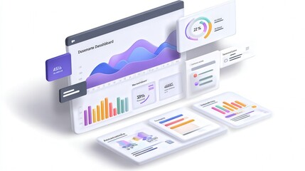 AI-assisted business dashboard card isolated on white background