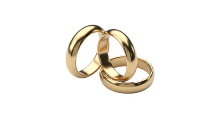 Two interconnected gold wedding bands on black background