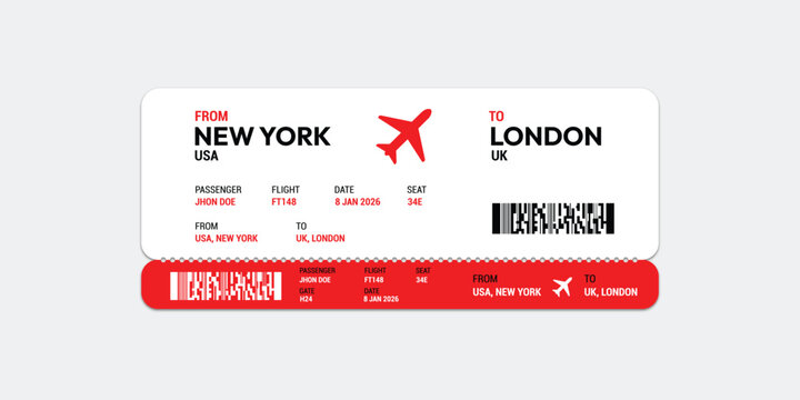Realistic airline ticket design. Vector illustration.