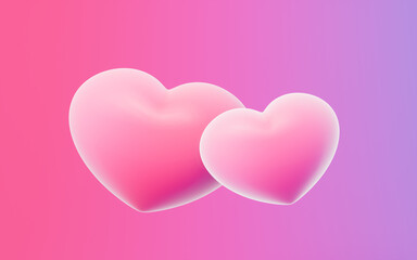 Pink heart symbol isolated in the pink background, Mother's Day theme, Valentine's Day theme, 3d rendering.