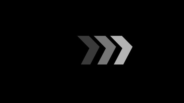 Direction concept neon arrow icon.Arrows indicates the direction of the overlay video layer and looping neon line arrow icon animation on black background.4k video