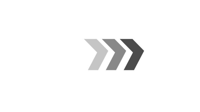 Direction concept neon arrow icon.Arrows indicates the direction of the overlay video layer and looping neon line arrow icon animation on white background.4k video