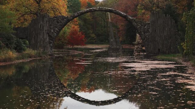 Rakotz Bridge Rakotzbrucke, Devil's Bridge in Kromlau, Saxony, Germany.