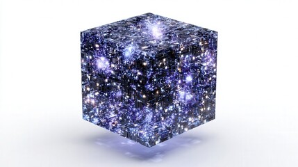 artificial intelligence data cube floating in space isolated on white background