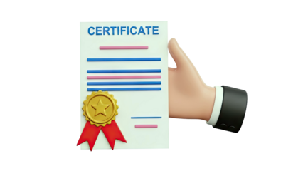 3D Hand Holding Certificate with Golden Seal