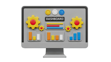 3D Dashboard with Graphs and Gears