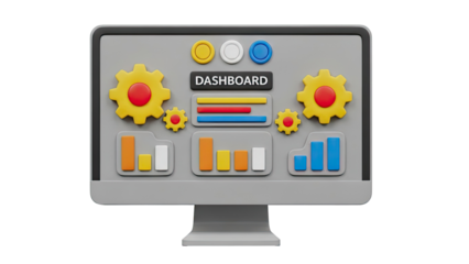 3D Dashboard with Graphs and Gears