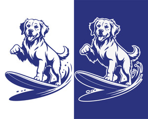 Cool Dog Surfing on Waves Illustration