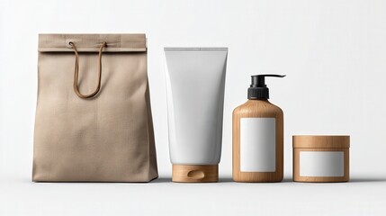 biodegradable product packaging mockup premium style isolated on white background