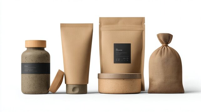 biodegradable product packaging mockup premium style isolated on white background