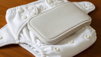 Reusable Cloth Diaper with Inserts on Table.