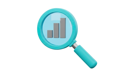Magnifying Glass Over Bar Chart