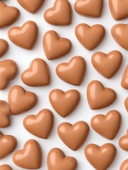 Heart-shaped chocolate candies sweet treats culinary delights vibrant background top-down view love and affection