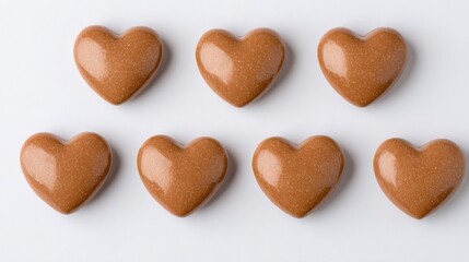Heart-shaped chocolate treats bakery food photography minimalist style overhead view romantic concept