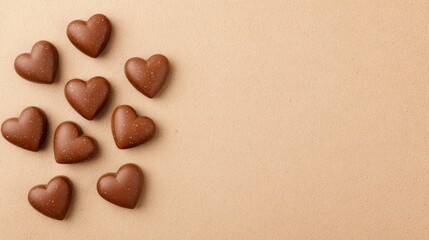 Heart-shaped chocolate treats sweet celebration food photography minimalistic setting close-up love concept