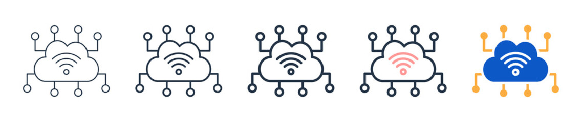 Iot Network different style icons set vector illustration. 